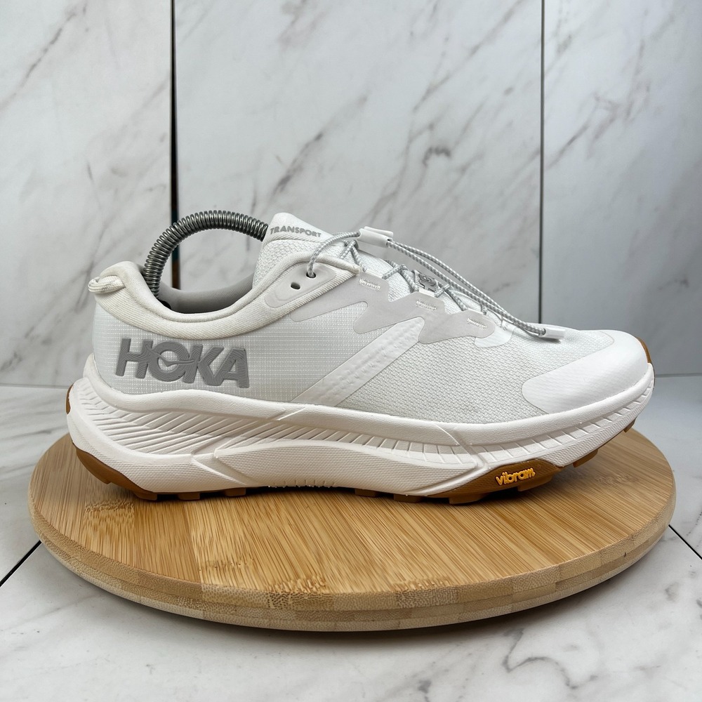 Hoka One Transport Womens Size 9.5 B White Running Trail Shoes 1123154 WWH